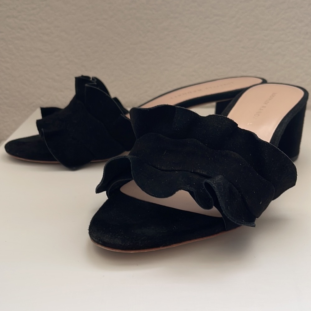 Loeffler Randall Suede Ruffle Embellishment slides size 8